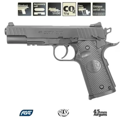 ASG STI Duty One Blowback 4.5mm çelik BB atan CO2 tüplü havalı tabanca.