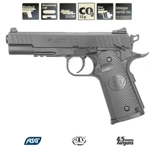 ASG STI Duty One Blowback 4.5mm çelik BB atan CO2 tüplü havalı tabanca.