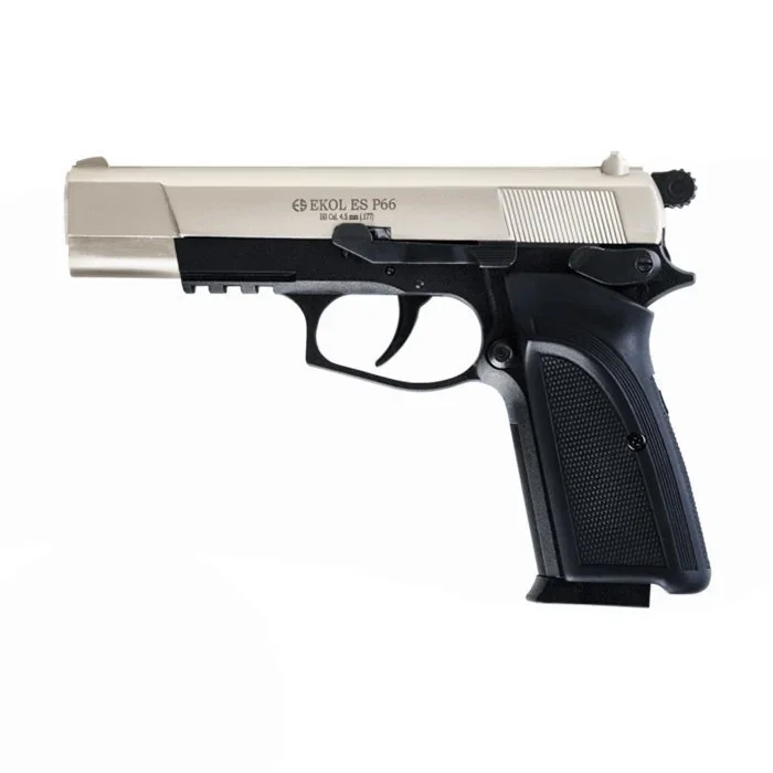 Ekol Es 66 saten 4.5mm havalı tabanca, yüksek performanslı CO2 tüplü eğitim silahı.