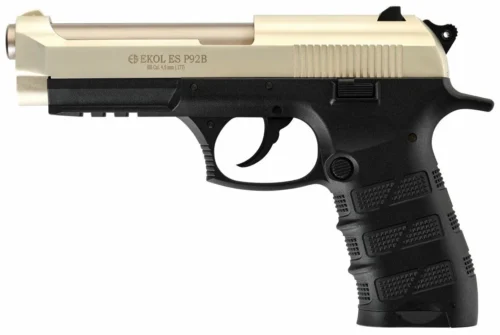 Ekol Es P92 saten blowback 4.5mm havalı tabanca, CO2 tüplü gerçekçi atış deneyimi sunar.