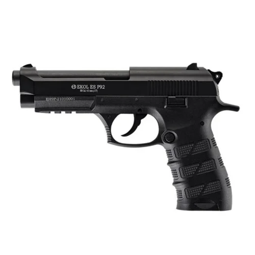 Ekol Es P92 siyah blowback 4.5mm çelik bilye atan CO2 havalı tabanca modeli.
