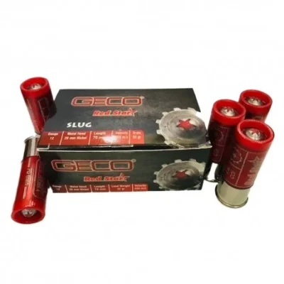 Geco Red Star 32 gram 12 kalibre slug tek kurşun domuz avı fişeği.