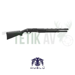 Huğlu Atrox Standart 12 Kalibre pompalı av tüfeği, siyah sentetik dipçikli taktik yivsiz silah.