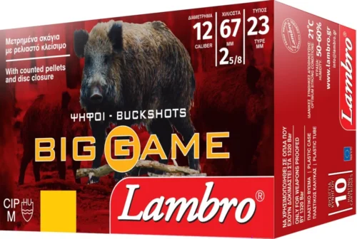 Lambro Big Game 12 kalibre 9'lu şevrotin domuz av fişeği yüksek tahribatlı mühimmat.