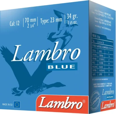 Lambro Blue 34 gram 12 kalibre yüksek performanslı ağır yük av fişeği.