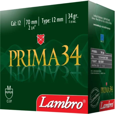 Lambro Prima 34 gram 12 kalibre av fişeği, yüksek performanslı ve isabetli av mühimmatı.