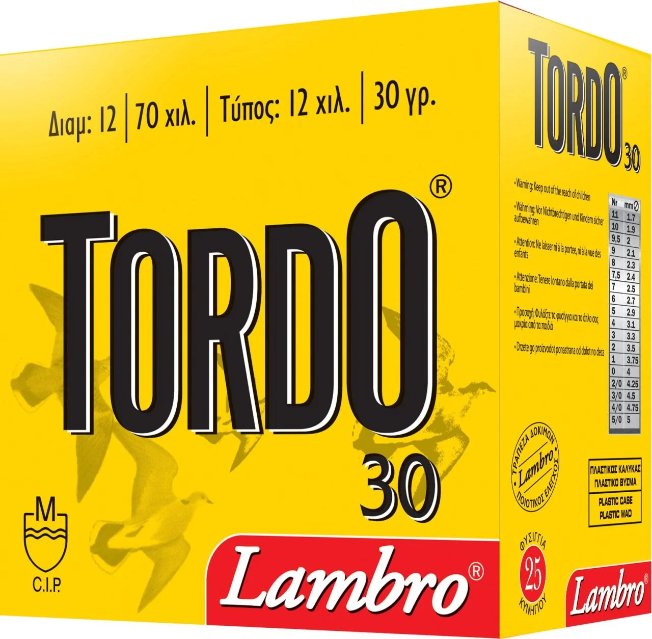 Lambro Tordo 30 gram 12 kalibre saçma av fişeği.