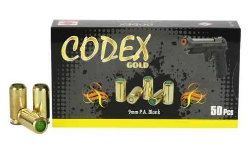 Özkursan 9mm P.A.K. Codex Gold yüksek basınçlı kurusıkı ses tabancası fişeği 50 adet.