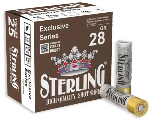 Sterling 16 kalibre 28 gram bior tapa av fişeği, yüksek isabetli saçma dağılımı.