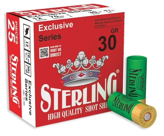 Sterling 30 Gr. 12 Kalibre Fişek 12 kalibre yivsiz av tüfekleri için yüksek performanslı Sterling 30 gram av fişeği.