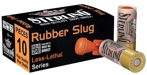 Sterling Rubber 12 kalibre kauçuk tek kurşun slug savunma fişeği kutusu.