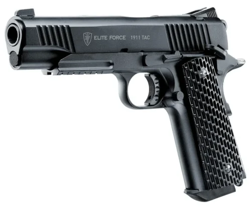 Taktik atış ve eğitimler için Umarex Elite Force 1911 Tac Blowback 6mm airsoft tabanca.