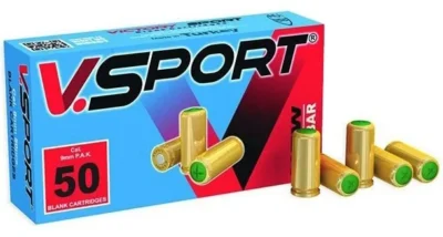 Victory Sport 9mm Gold kurusıkı ses tabancası mermisi, 50'li paket.