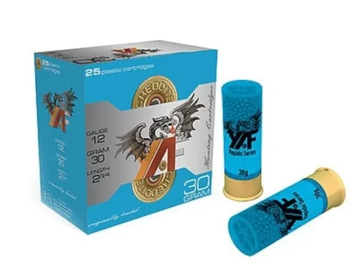 Yüksek hızlı ve etkili grupman sağlayan Yaf 30 gram 12 kalibre av fişeği.