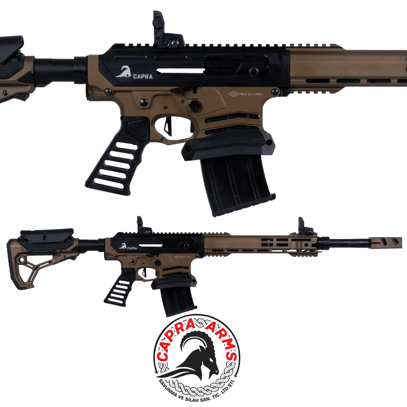 Capra Arms KA-12 PRO Bronz Capra Arms KA-12 PRO Bronz 12 Kalibre şarjörlü yarı otomatik taktik av tüfeği.
