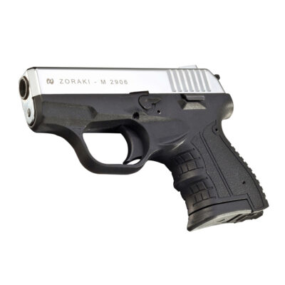 Zoraki M2906 Parlak Krom Kurusıkı Ses Tabancası — Aynalı gösterişli yüzeyli cep tabancası