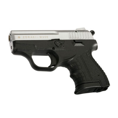 Zoraki M906 Mat Krom Kurusıkı Ses Tabancası — Fırçalanmış çelik görünümlü modern cep modeli