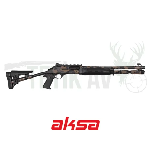 Aksa Crossfire Wi Fx-10 12 kalibre yarı otomatik av tüfeği, taktik kamuflaj deseniyle.