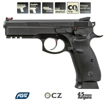Asg Cz 75 SP-01 Shadow siyah 4.5mm CO2 havalı tabanca özellikleri ve fiyatları.