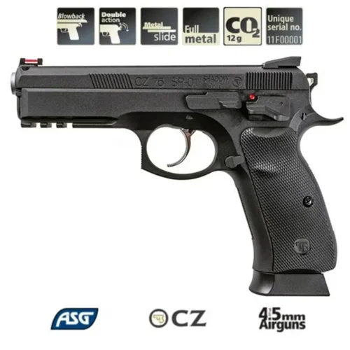Asg Cz 75 SP-01 Shadow siyah 4.5mm CO2 havalı tabanca özellikleri ve fiyatları.