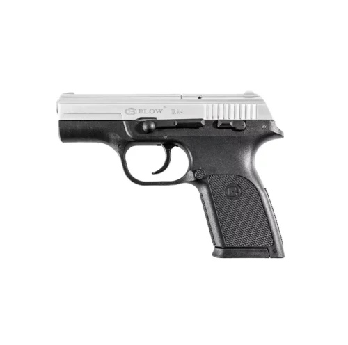 Blow TR914 krom 9mm kalibre yarı otomatik kurusıkı ses tabancası, 14+1 kapasiteli taktik silah.