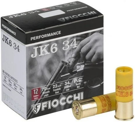 Zorlu hava koşullarında yüksek isabet sağlayan Fiocchi JK6 34 gram 12 kalibre av fişeği.