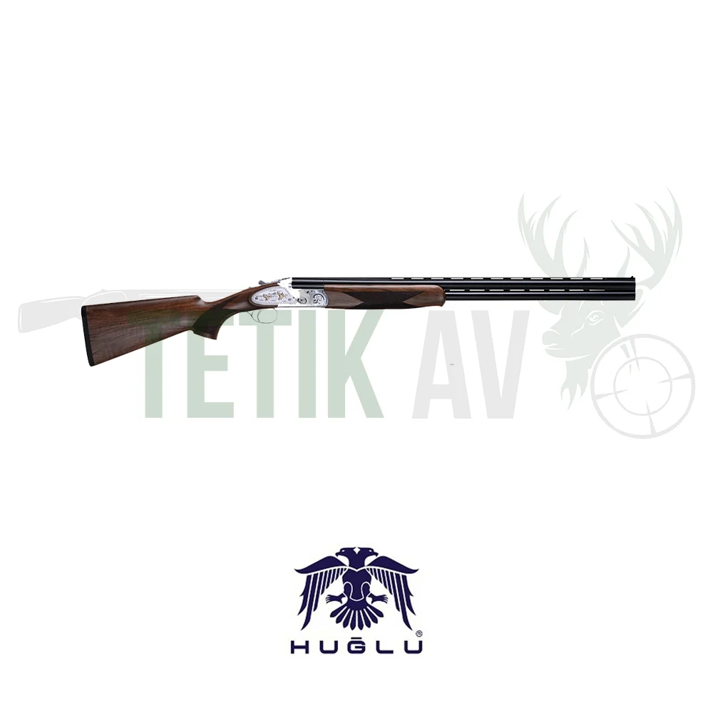 Huğlu 103 Fe GR4 12 Kalibre süperpoze av tüfeği, ceviz dipçik ve gravürlü gövde.