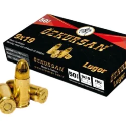 Özkursan 9x19mm Parabellum Luger FMJ 124 Grain tabanca fişeği özellikleri ve fiyatları.