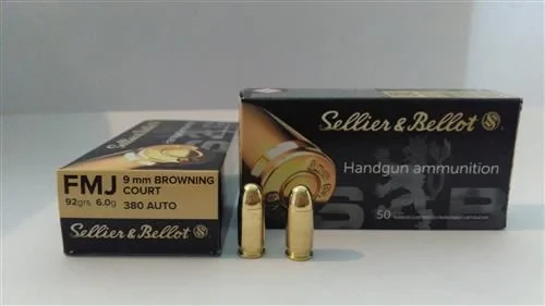 Sellier & Bellot .380 Auto 9x17mm Kısa FMJ 92 grain yüksek performanslı tabanca fişeği.