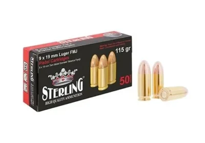 Turaç Sterling 9x19mm Parabellum Luger FMJ 115 Grain tabanca fişeği mermisi