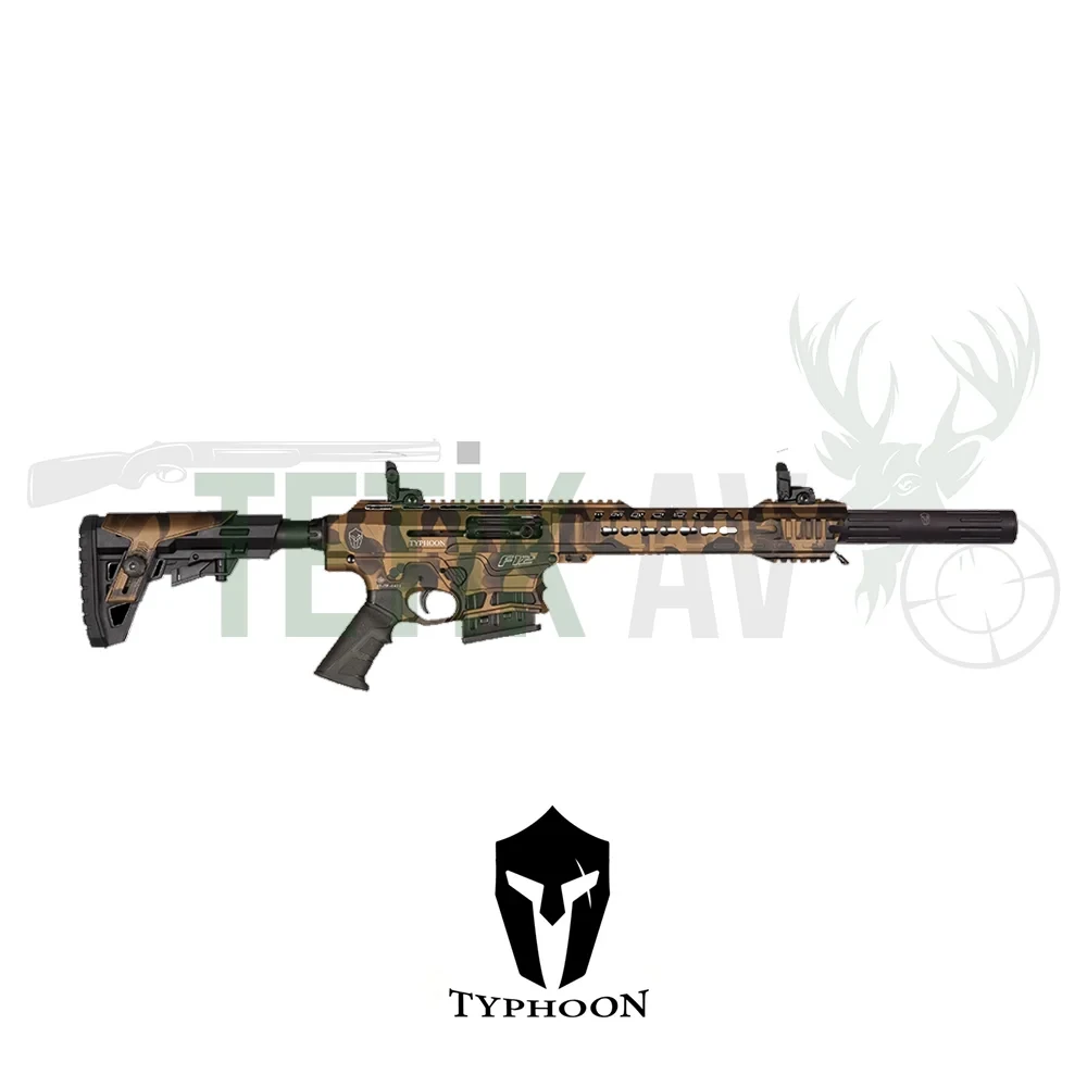 Typhoon F12 Bronz CR 12 Kalibre Typhoon F12 Bronz Cr 12 Kalibre şarjörlü yarı otomatik taktik av tüfeği.