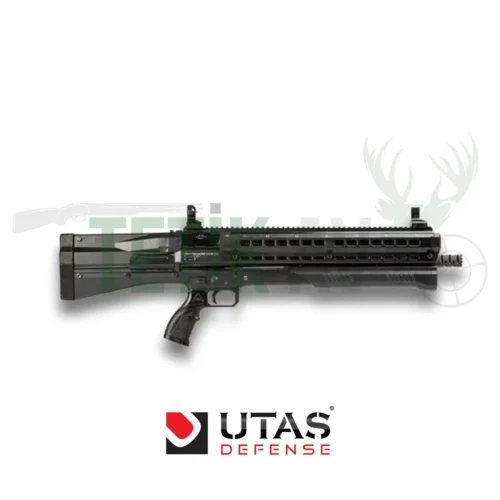 Utaş UTS-15 Black 12 kalibre taktik pompalı av tüfeği, yüksek kapasiteli savunma silahı.