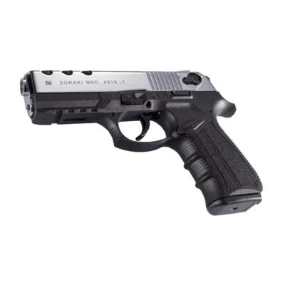 Zoraki 4918 9mm yarı otomatik kurusıkı ses tabancası parlak krom modeli ve fiyatları.