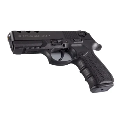 Zoraki 4918 siyah renkli 9mm yarı otomatik kurusıkı ses tabancası.