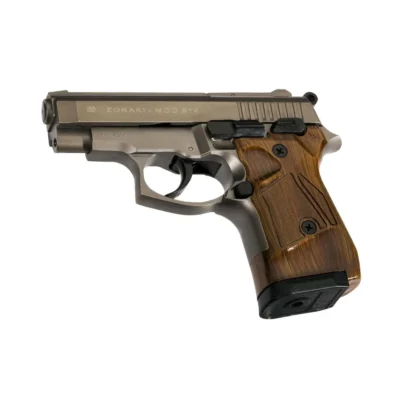 Zoraki 914 9mm kurusıkı ses tabancası füme rengi, dayanıklı alaşım gövde ve ergonomik tasarım.