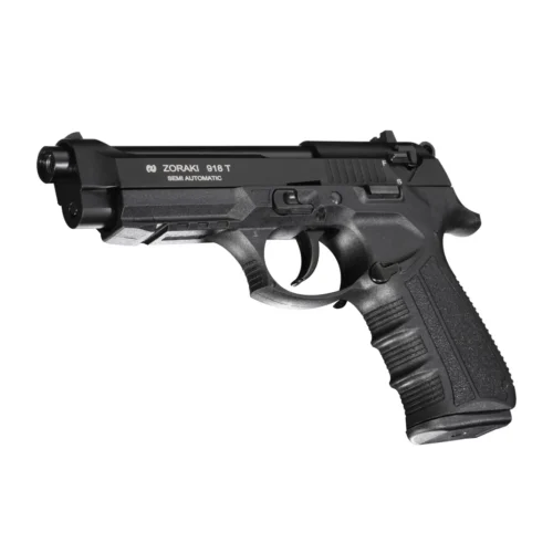 Zoraki 918 9mm yarı otomatik siyah kurusıkı ses tabancası, taktik ve eğitim amaçlı.