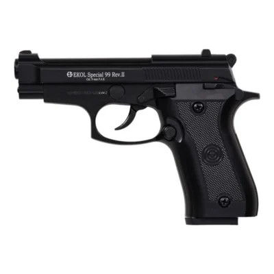 Yüksek ses gücüne sahip mat siyah renkli Ekol Special 99 Classic 9mm kurusıkı tabanca.