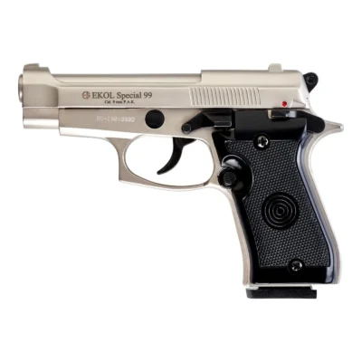 Ekol Special 99 Classic 9mm yarı otomatik saten kurusıkı ses tabancası modeli.