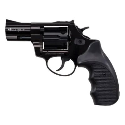Parlak siyah Ekol Viper 2.5 inç 9mm toplu kurusıkı ses tabancası.