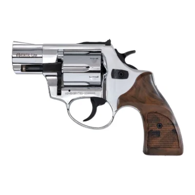 Ekol Viper Lite 9mm altıpatlar kurusıkı ses tabancası, parlak beyaz revolver modeli.