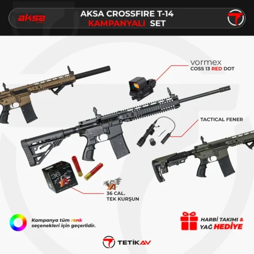Aksa Crossfire T-14 36 Kalibre Yarı Otomatik Av Tüfeği Kampanyalı Set
