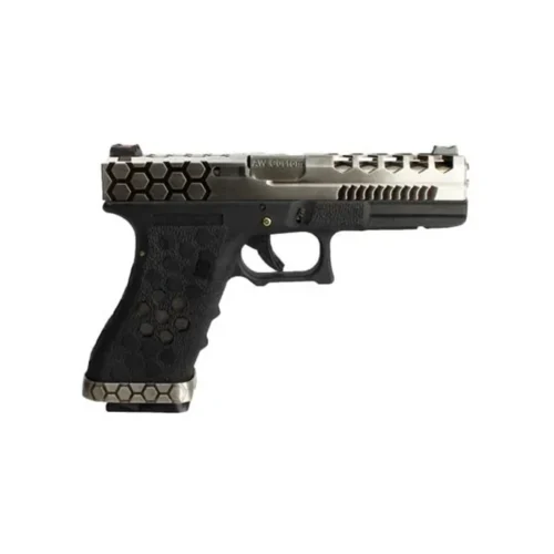 AW Custom Glock 17 HEX-CUT Gümüş Airsoft Tabanca