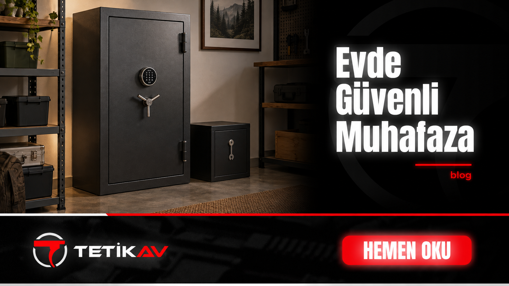 Evde güvenli muhafaza için kapalı çelik kasa ve ayrı kilitli saklama kutusu